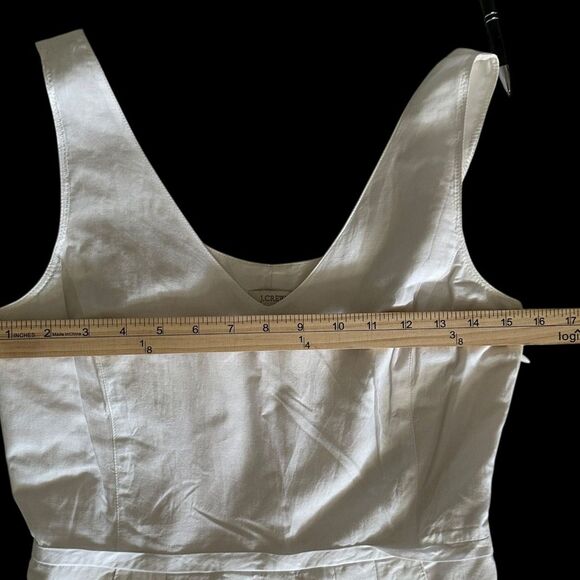 J. Crew Sleeveless V-Neck White Cotton Lined Dress with Please and Eyelet Size 2 - Picture 5 of 7